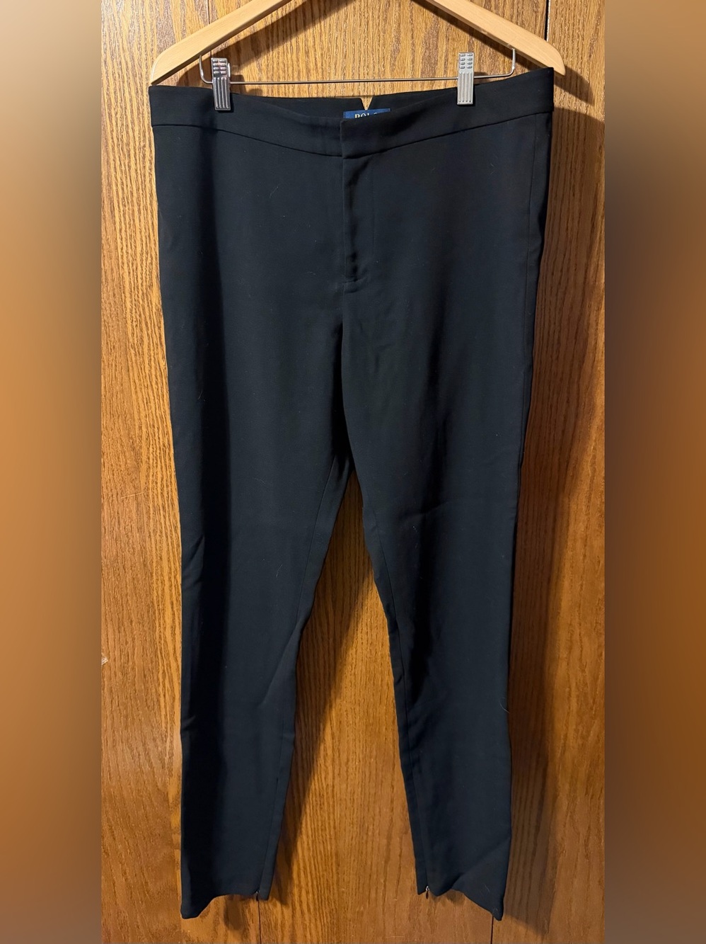 Polo Ralph Lauren Womens 14 Black Fine Wool Blend Ankle Zip Slim Skinny Pants